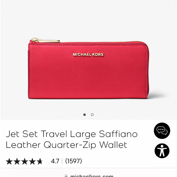 Jet Set Travel Large Saffiano Leather Quarter-Zip Wallet - Picture 2 of 3